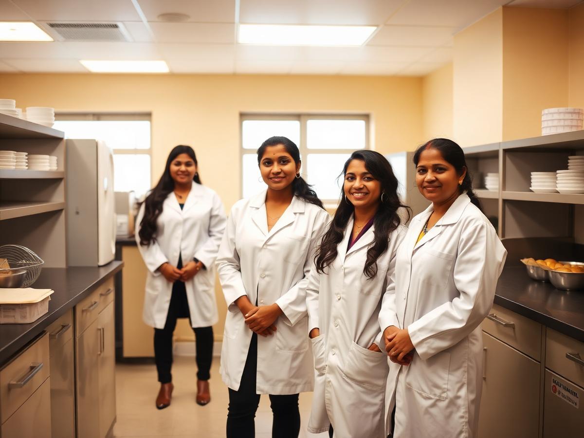 Food technology students in the processing kitchen